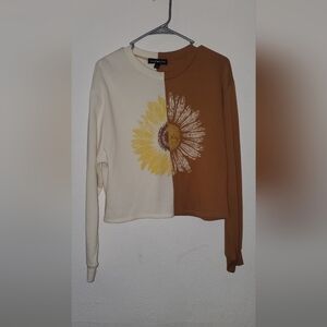 Cream and Brown Sunflower Top